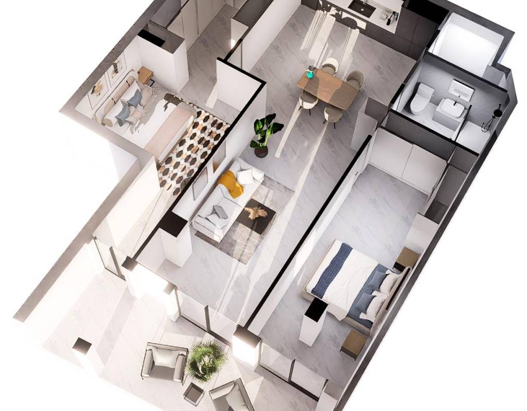 NIEUWBOUW MET 2 SLAAPKAMERS EN 2 BADKAMERS IN HET CENTRUM, OP 100 METER VAN PLAYA DEL CURA.