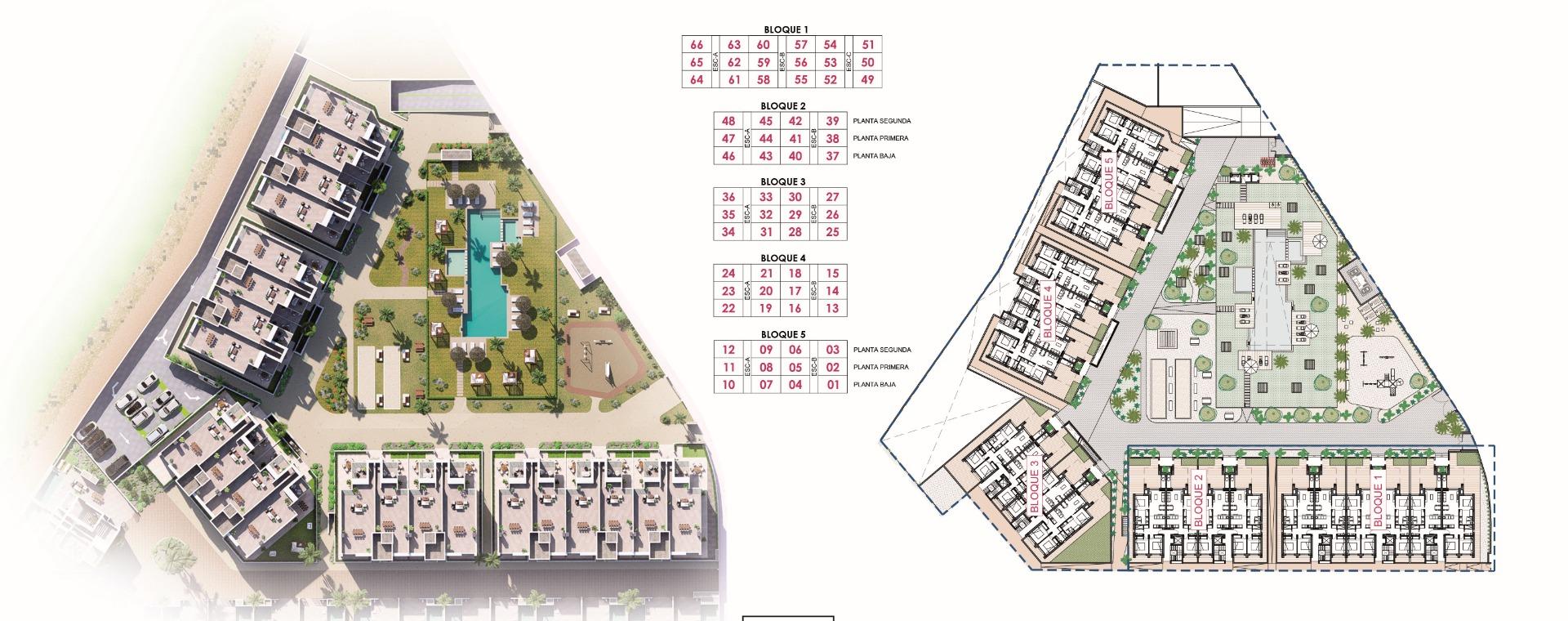 Novostavby apartmánů v La Serena Golf-Los Alcázares, blízko pláže.
