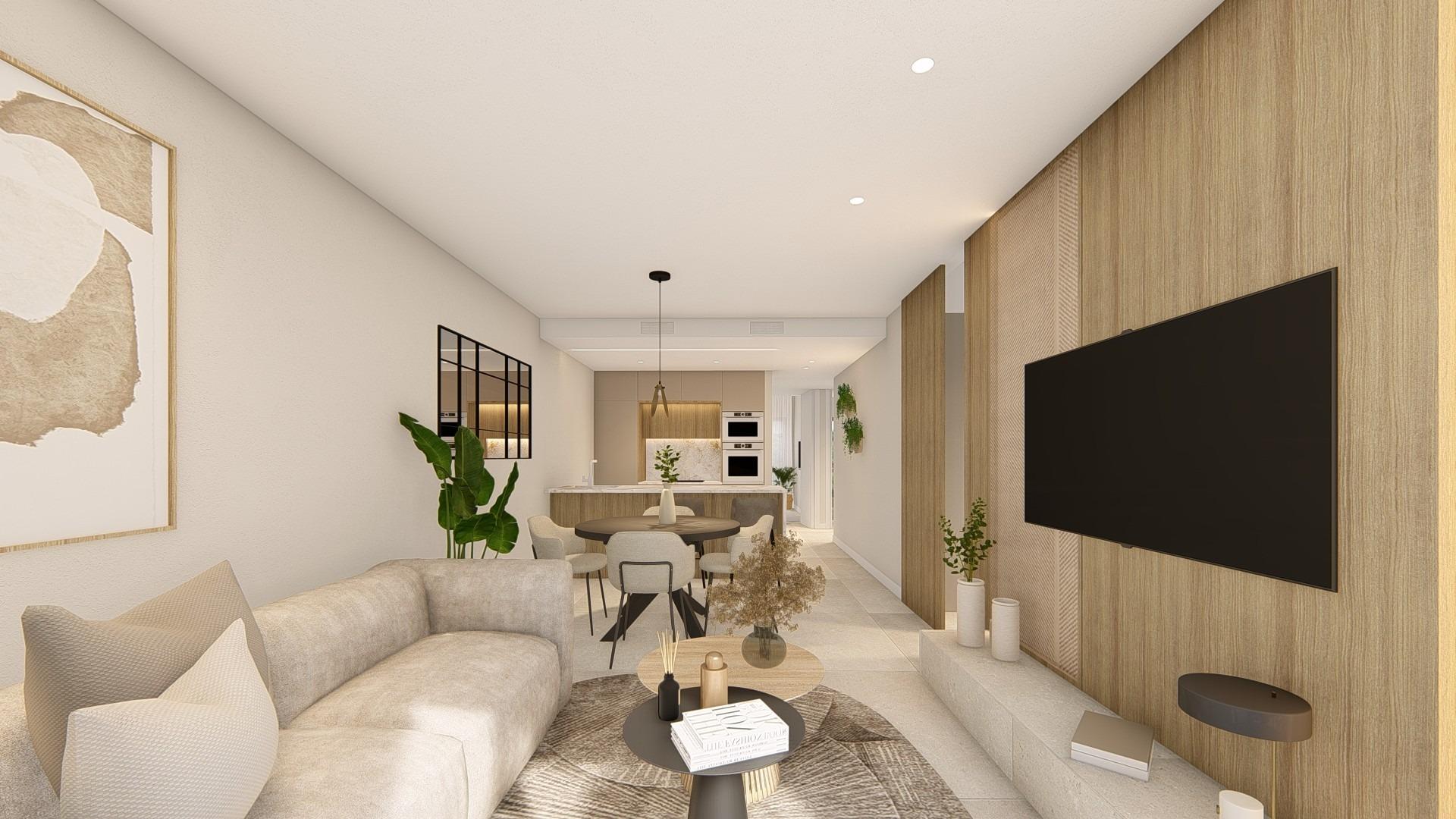 Novostavby apartmánů v La Serena Golf-Los Alcázares, blízko pláže.