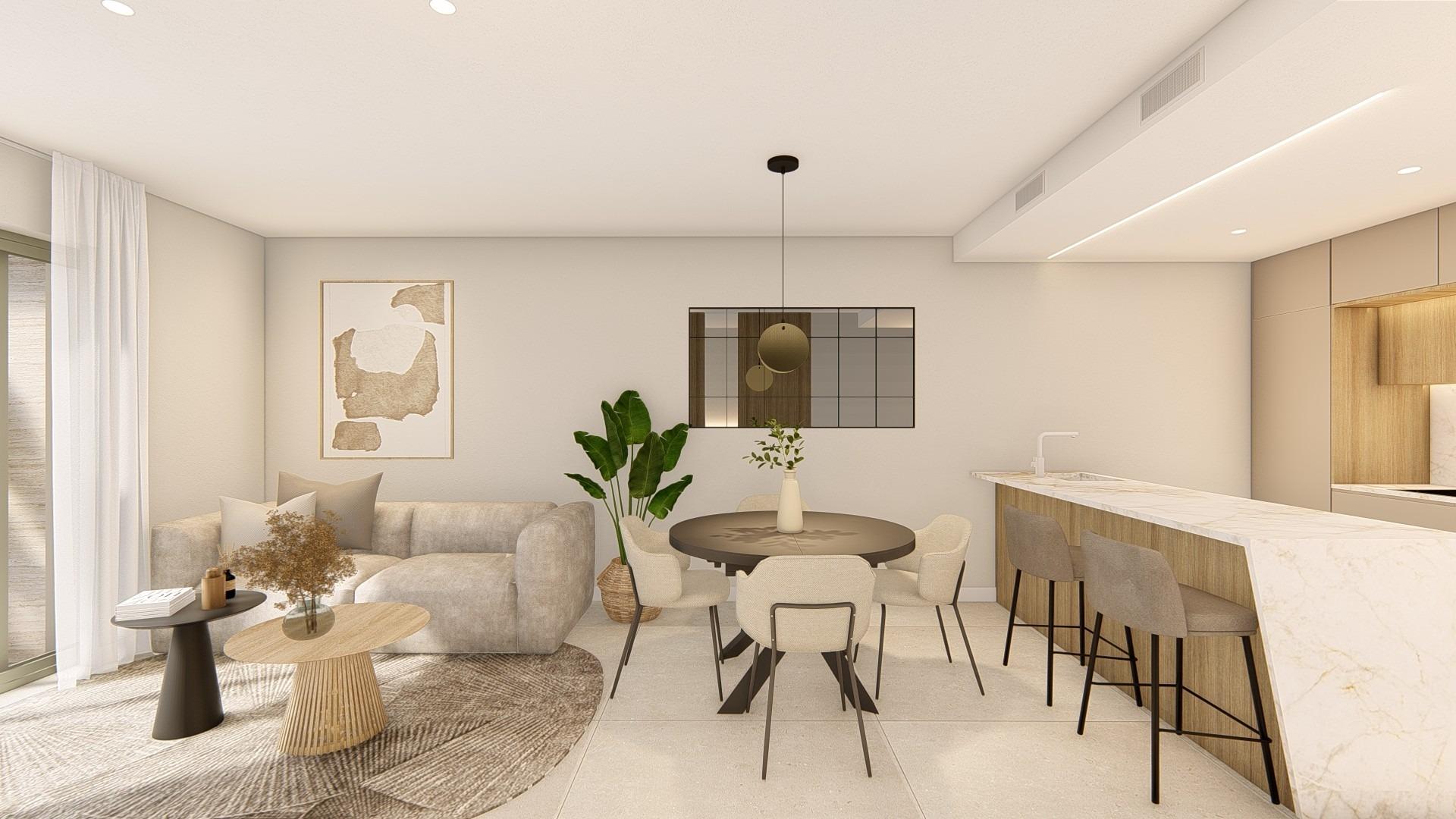 Novostavby apartmánů v La Serena Golf-Los Alcázares, blízko pláže.