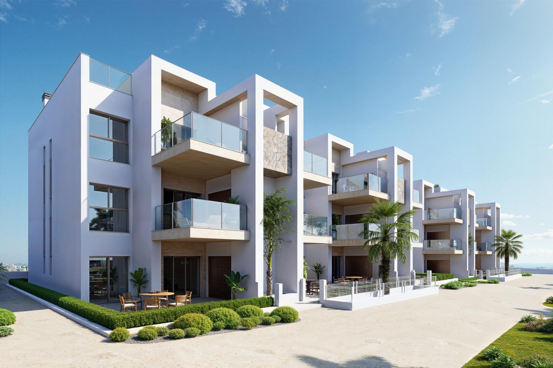 Novostavby apartmánů v La Serena Golf-Los Alcázares, blízko pláže.