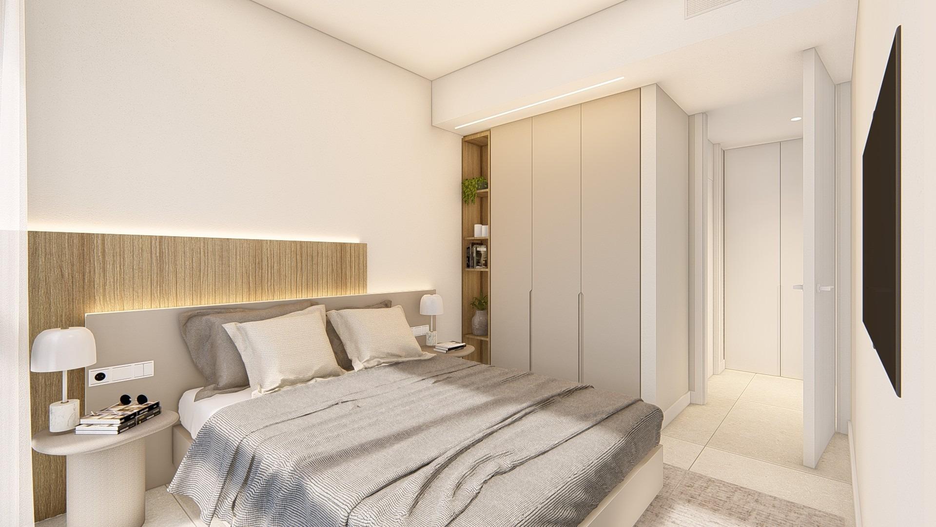 Novostavby apartmánů v La Serena Golf-Los Alcázares, blízko pláže.