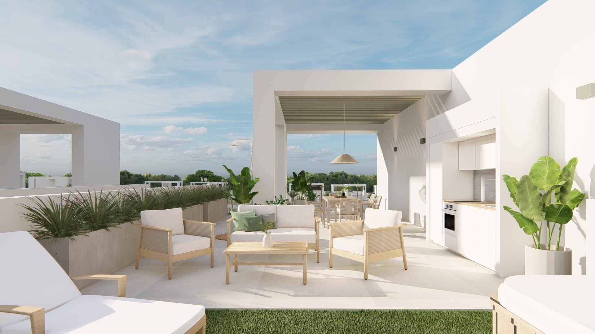 Novostavby apartmánů v La Serena Golf-Los Alcázares, blízko pláže.