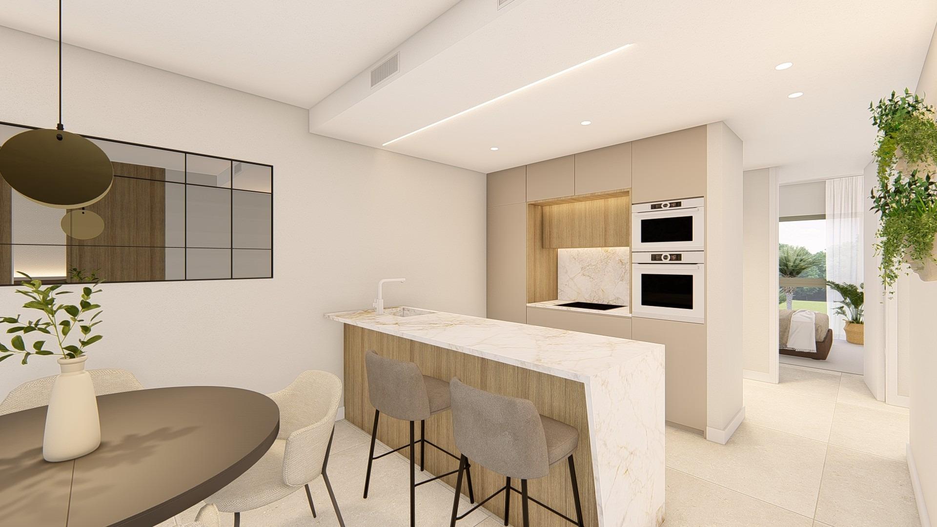 Novostavby apartmánů v La Serena Golf-Los Alcázares, blízko pláže.