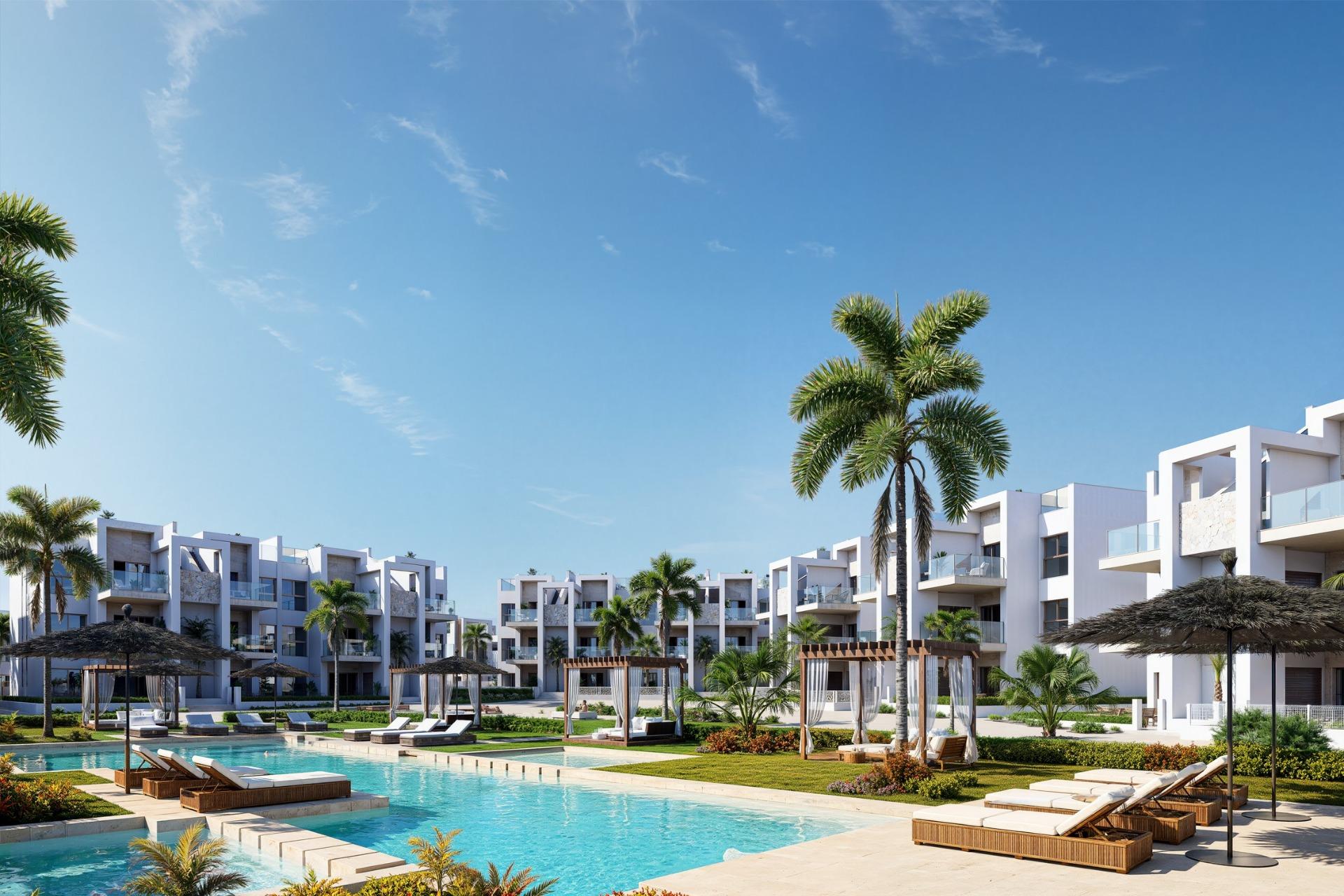 Novostavby apartmánů v La Serena Golf-Los Alcázares, blízko pláže.