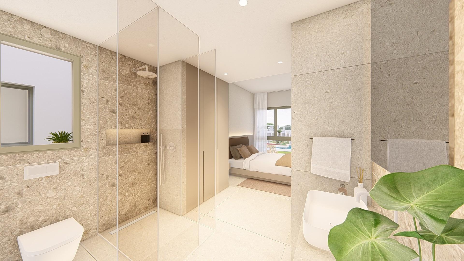 Novostavby apartmánů v La Serena Golf-Los Alcázares, blízko pláže.
